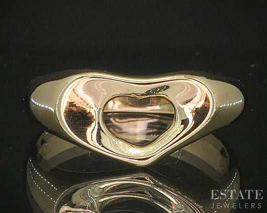 18k Yellow Gold Elsa Peretti Tiffany & Co. Open Heart Ladies Ring 3.7g p16955