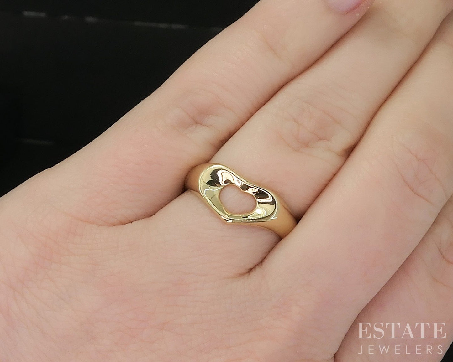 18k Yellow Gold Elsa Peretti Tiffany & Co. Open Heart Ladies Ring 3.7g p16955