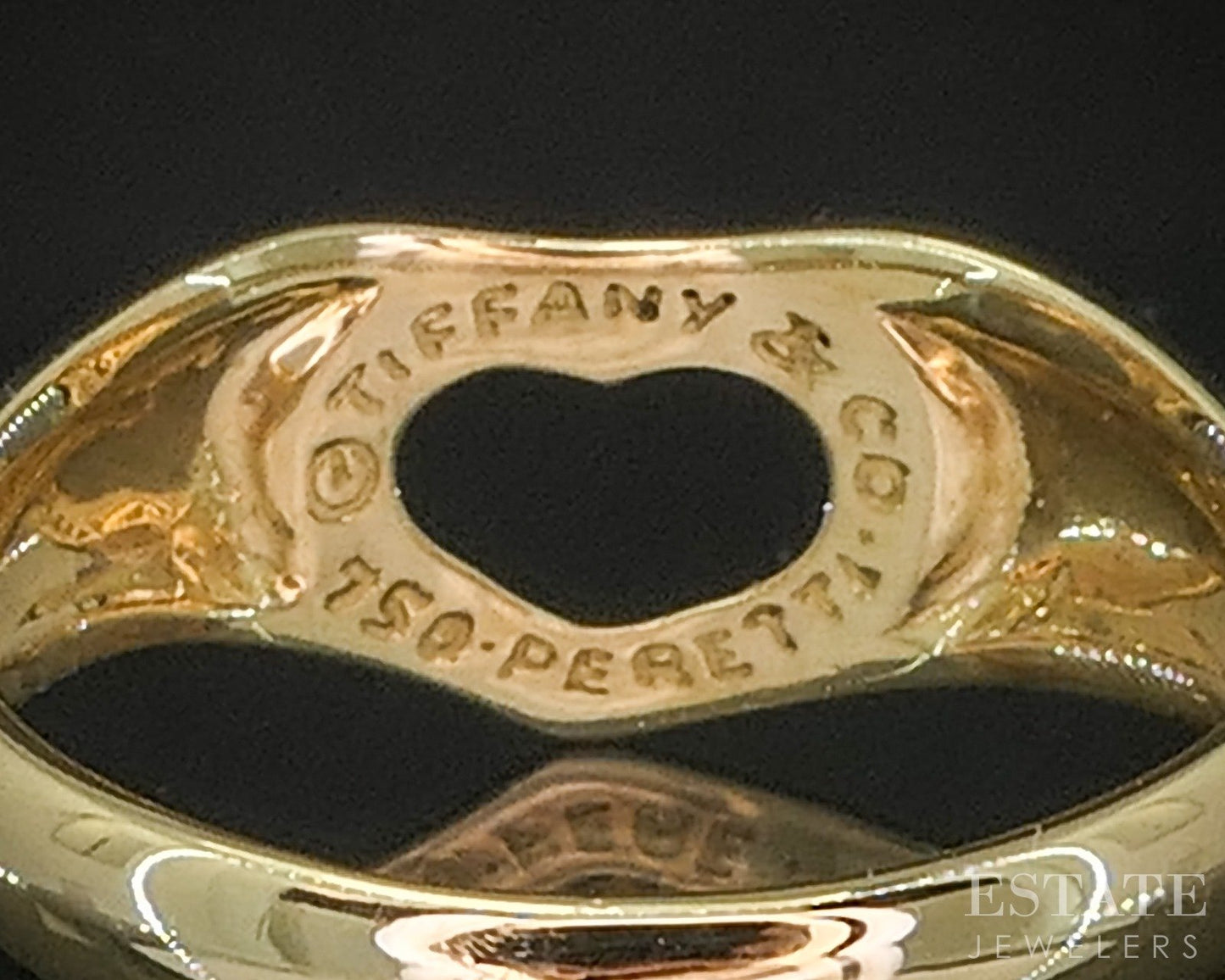 18k Yellow Gold Elsa Peretti Tiffany & Co. Open Heart Ladies Ring 3.7g p16955