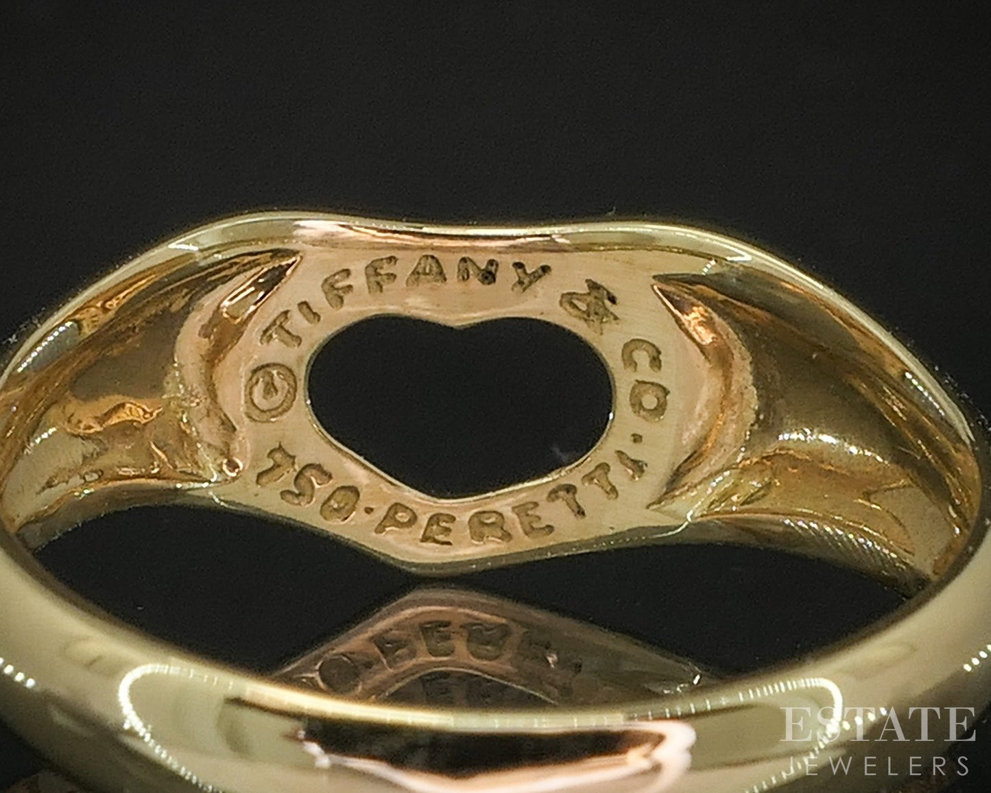 18k Yellow Gold Elsa Peretti Tiffany & Co. Open Heart Ladies Ring 3.7g p16955