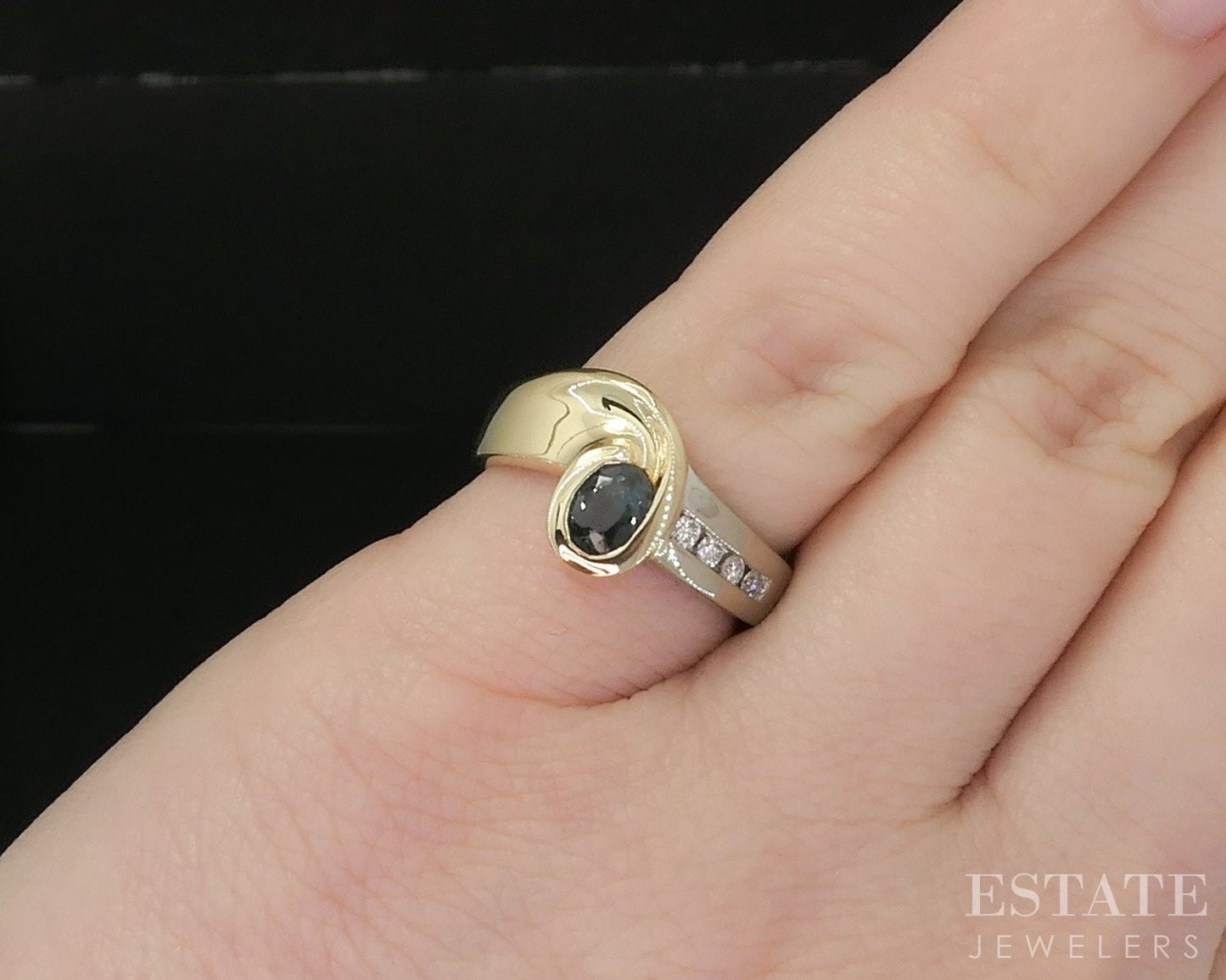 14k Two Tone Gold Natural .60ct Alexandrite & Diamond Ladies Ring 6.4g p17018