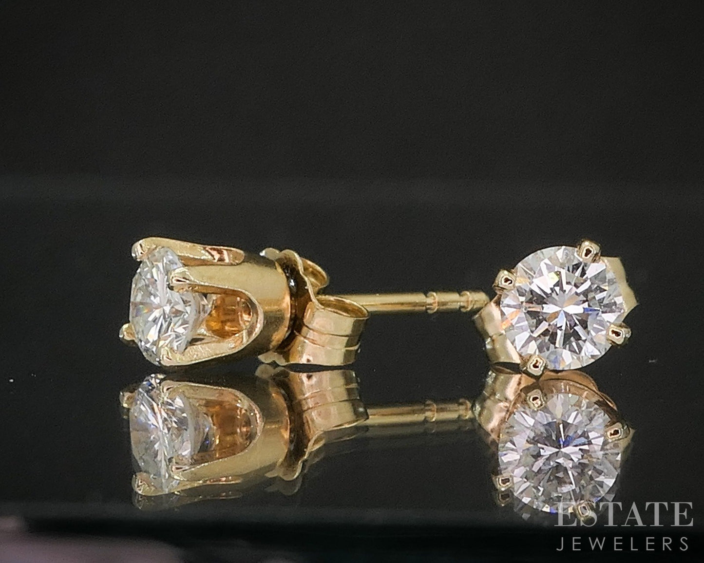 14k Yellow Gold Round Natural .58ctw Diamond Stud Earrings p15166