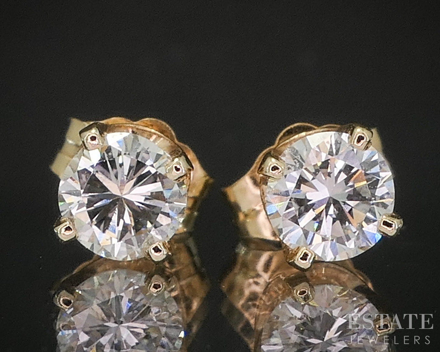 14k Yellow Gold Round Natural .58ctw Diamond Stud Earrings p15166