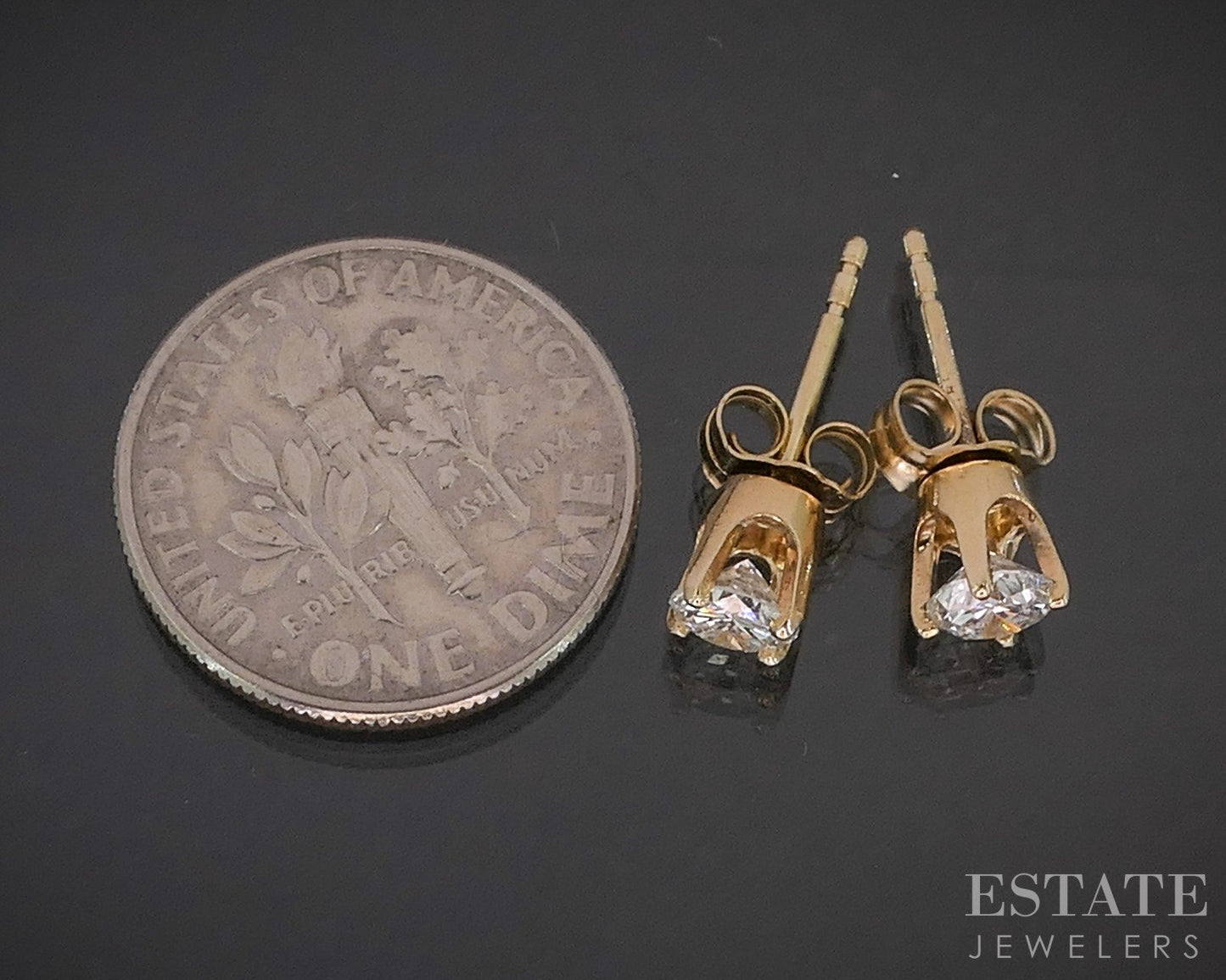 14k Yellow Gold Round Natural .58ctw Diamond Stud Earrings p15166