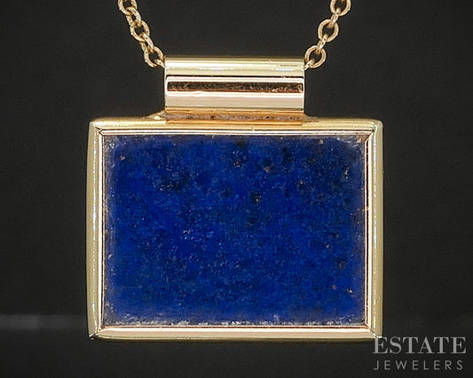14k Yellow Gold Natural Lapis Lazuli Ladies Necklace 3.8g 17"L p17015