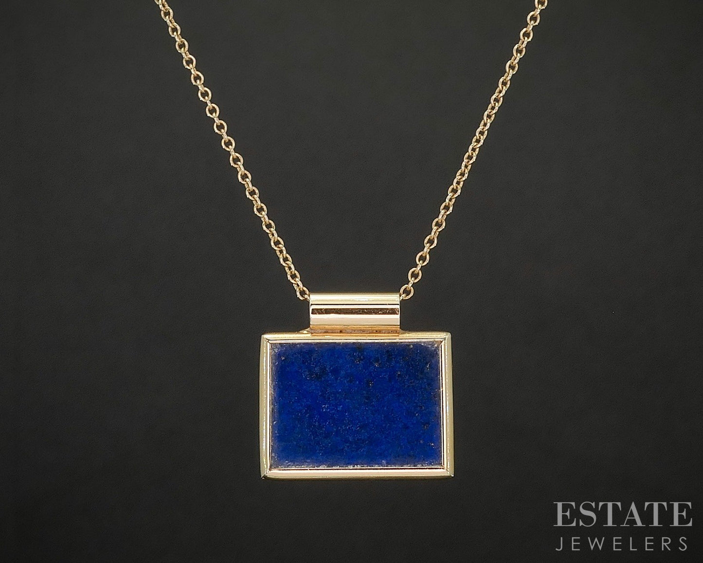 14k Yellow Gold Natural Lapis Lazuli Ladies Necklace 3.8g 17"L p17015