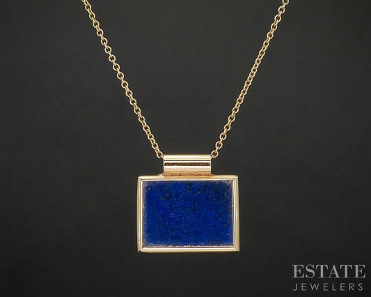 14k Yellow Gold Natural Lapis Lazuli Ladies Necklace 3.8g 17"L p17015