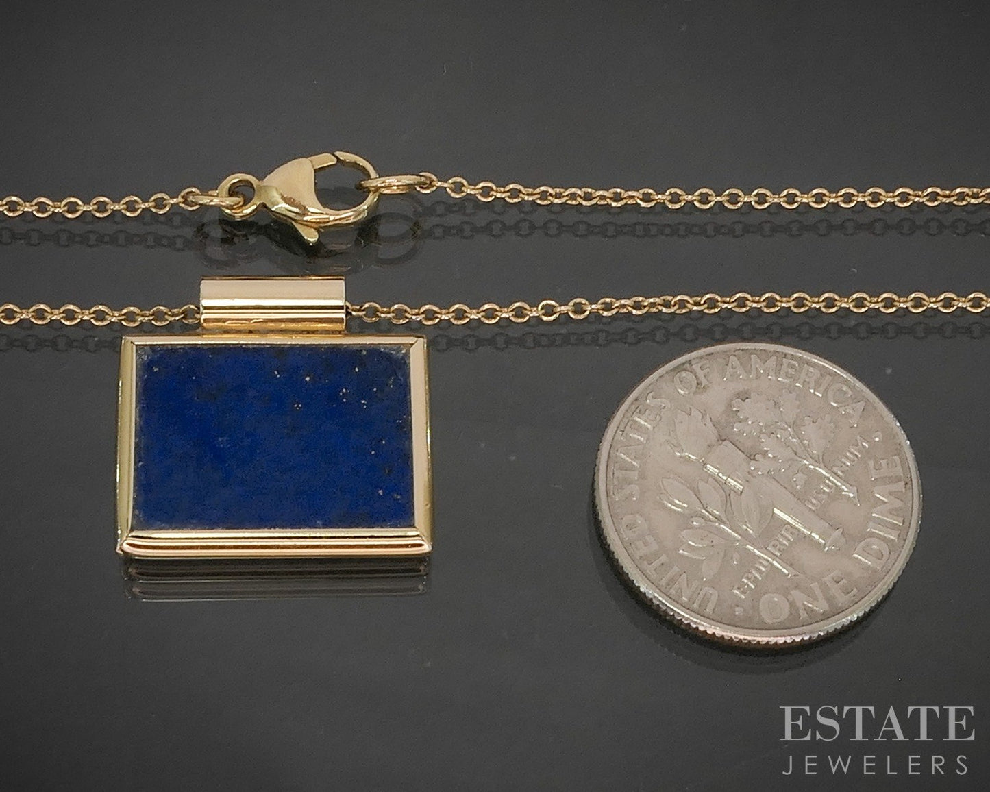 14k Yellow Gold Natural Lapis Lazuli Ladies Necklace 3.8g 17"L p17015