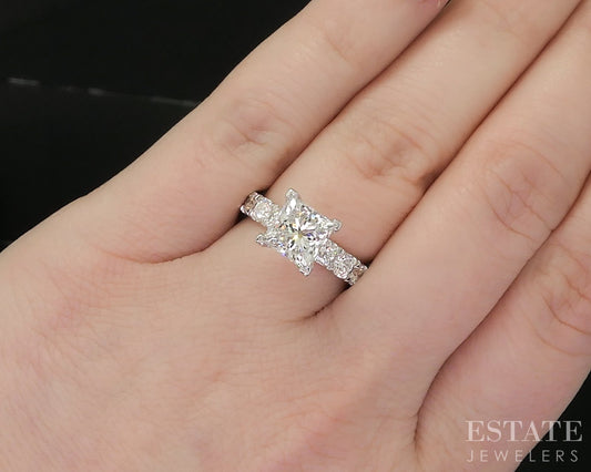 14k White Gold IGI Princess Lab Created 3.06ctw Diamond Engagement Ring p81823