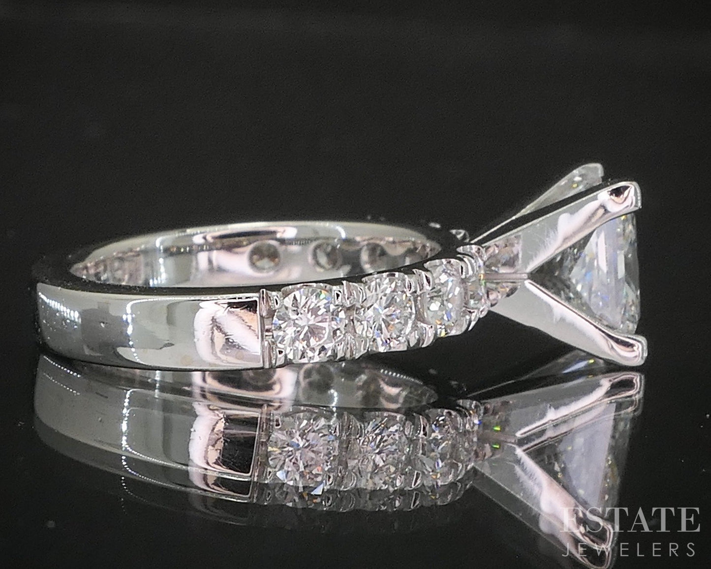 14k White Gold IGI Princess Lab Created 3.06ctw Diamond Engagement Ring p81823