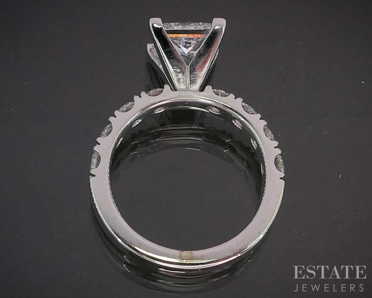 14k White Gold IGI Princess Lab Created 3.06ctw Diamond Engagement Ring p81823