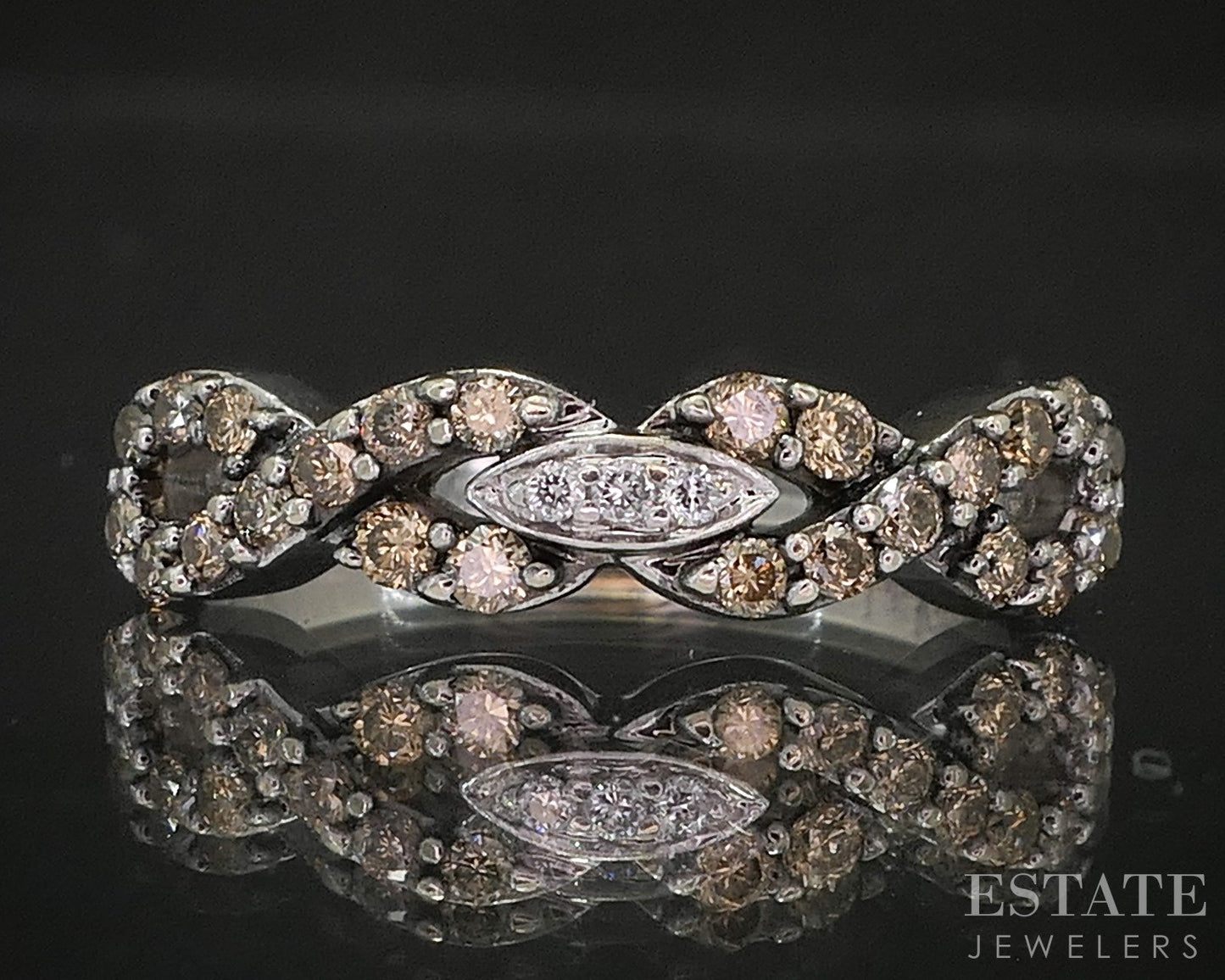 14k Vanilla Gold LeVian Natural .26ctw Multi Colored Diamond Band Ring p15079