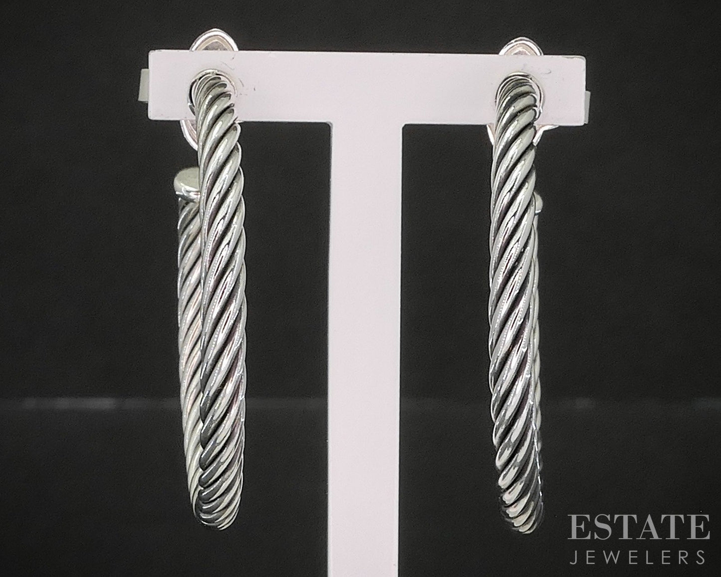 14k & Sterling David Yurman Cable Hoop Earrings 8.8g p19963