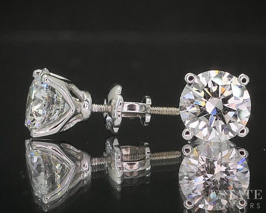 14k White Gold Round IGI Lab Created 1.58ctw Diamond Screw Back Earrings p16618