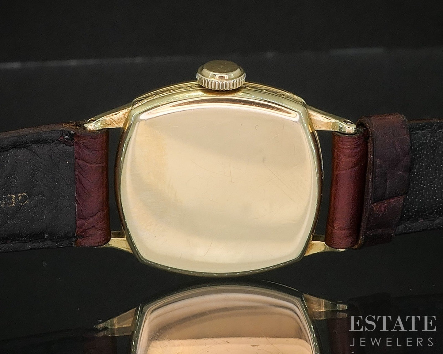 Antique 1928 14k Yellow Gold Hamilton 987 Engraved Cushion Mens Watch p17023