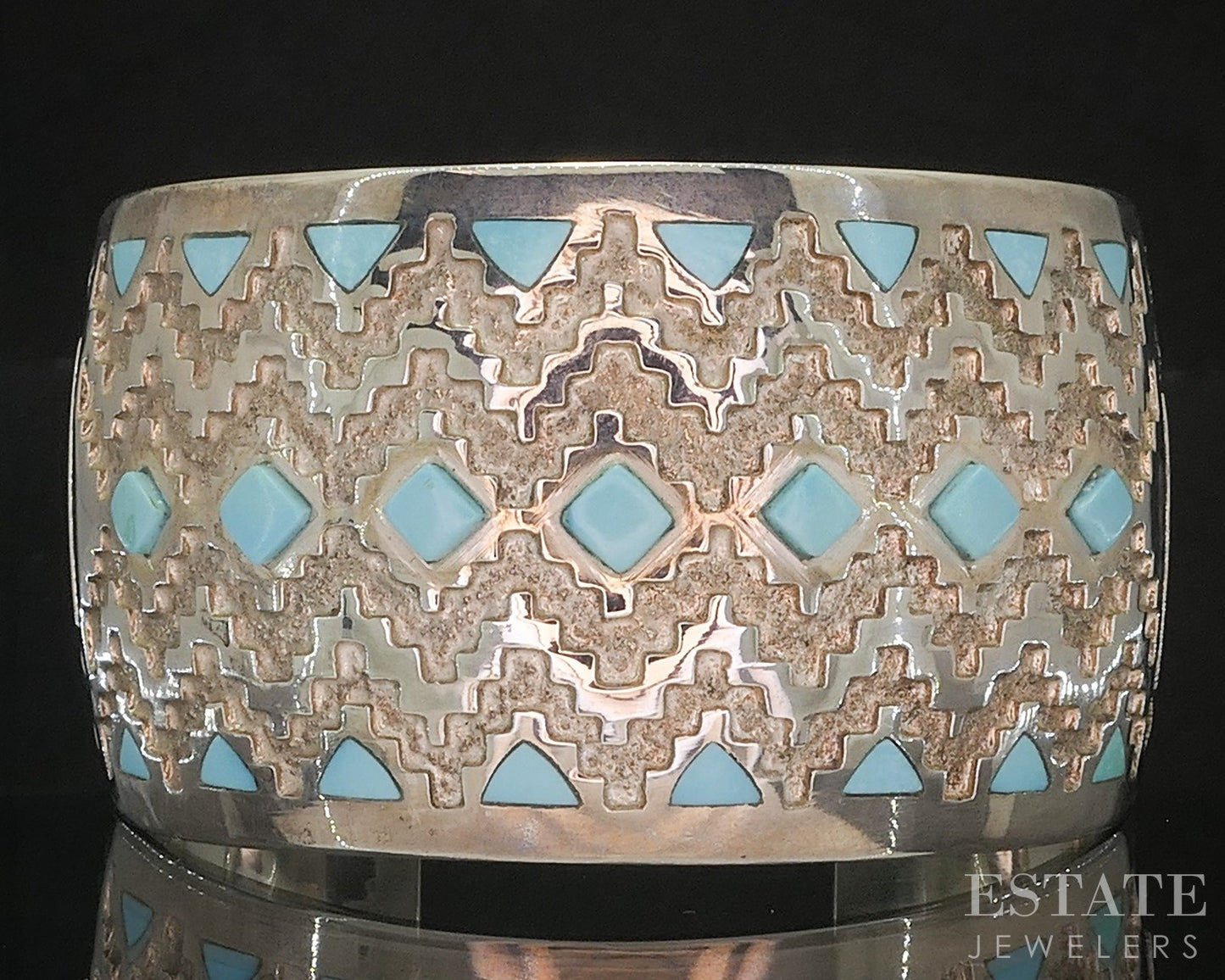 Sterling Navajo Sleeping Beauty Turquoise Michael Perry Cuff Bracelet 88g p20269