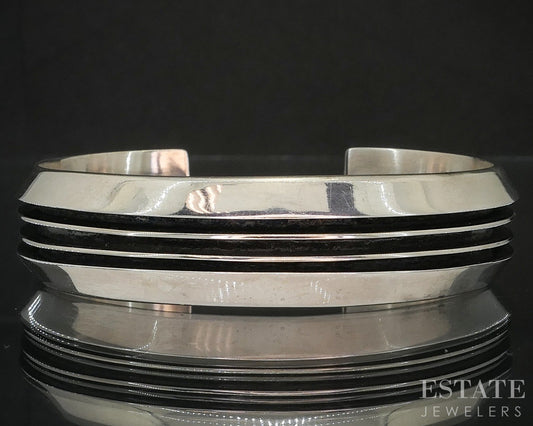 Vintage Sterling Navajo Tom Hawk 3 Row Rail Cuff Bracelet 49g p20292