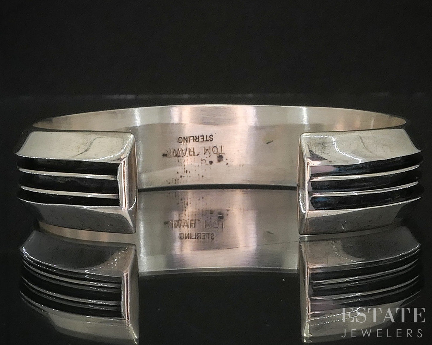 Vintage Sterling Navajo Tom Hawk 3 Row Rail Cuff Bracelet 49g p20292