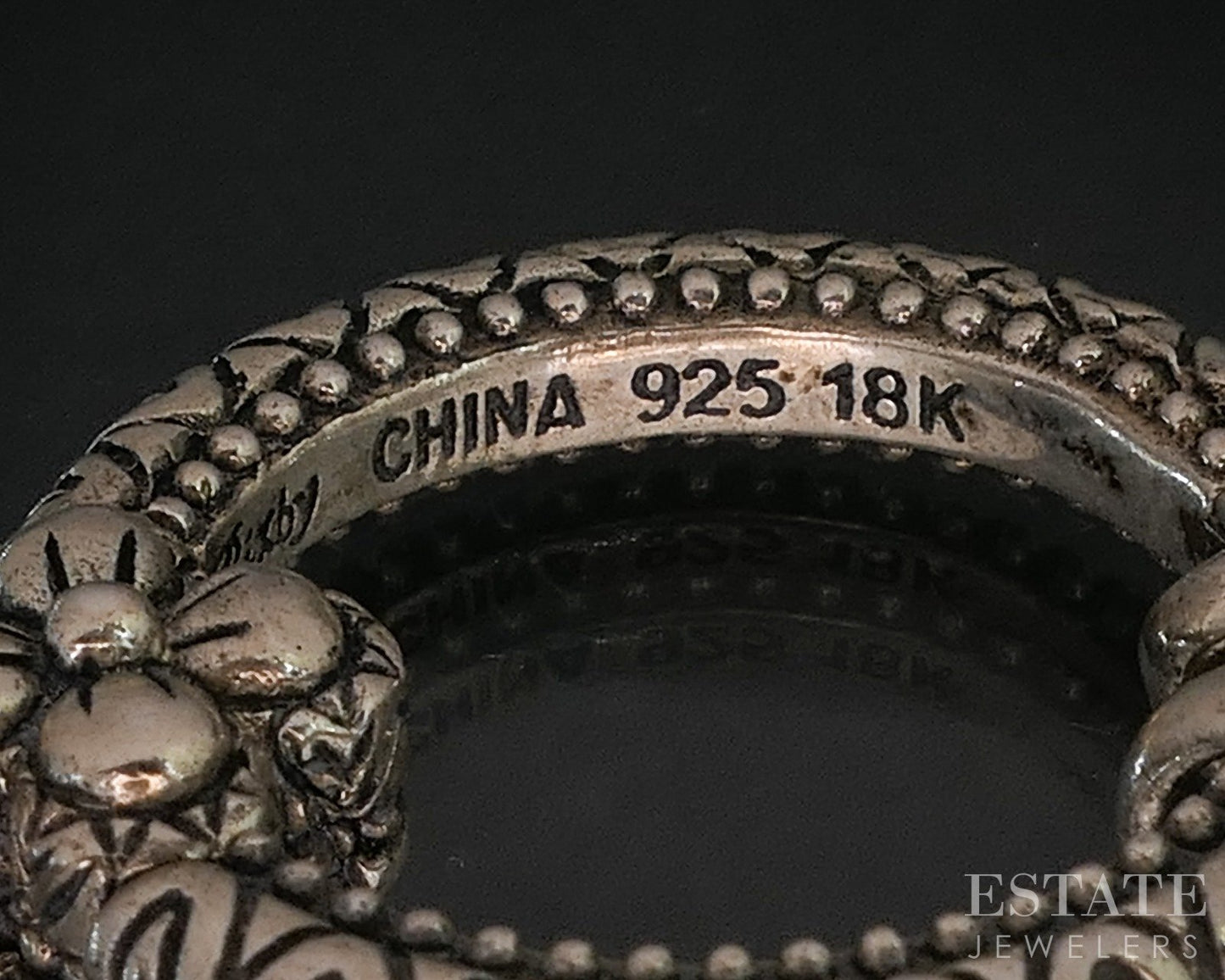 18k & Sterling Barbara Bixby Lotus Flower Charm Chain Bracelet 25g 8"L p20310