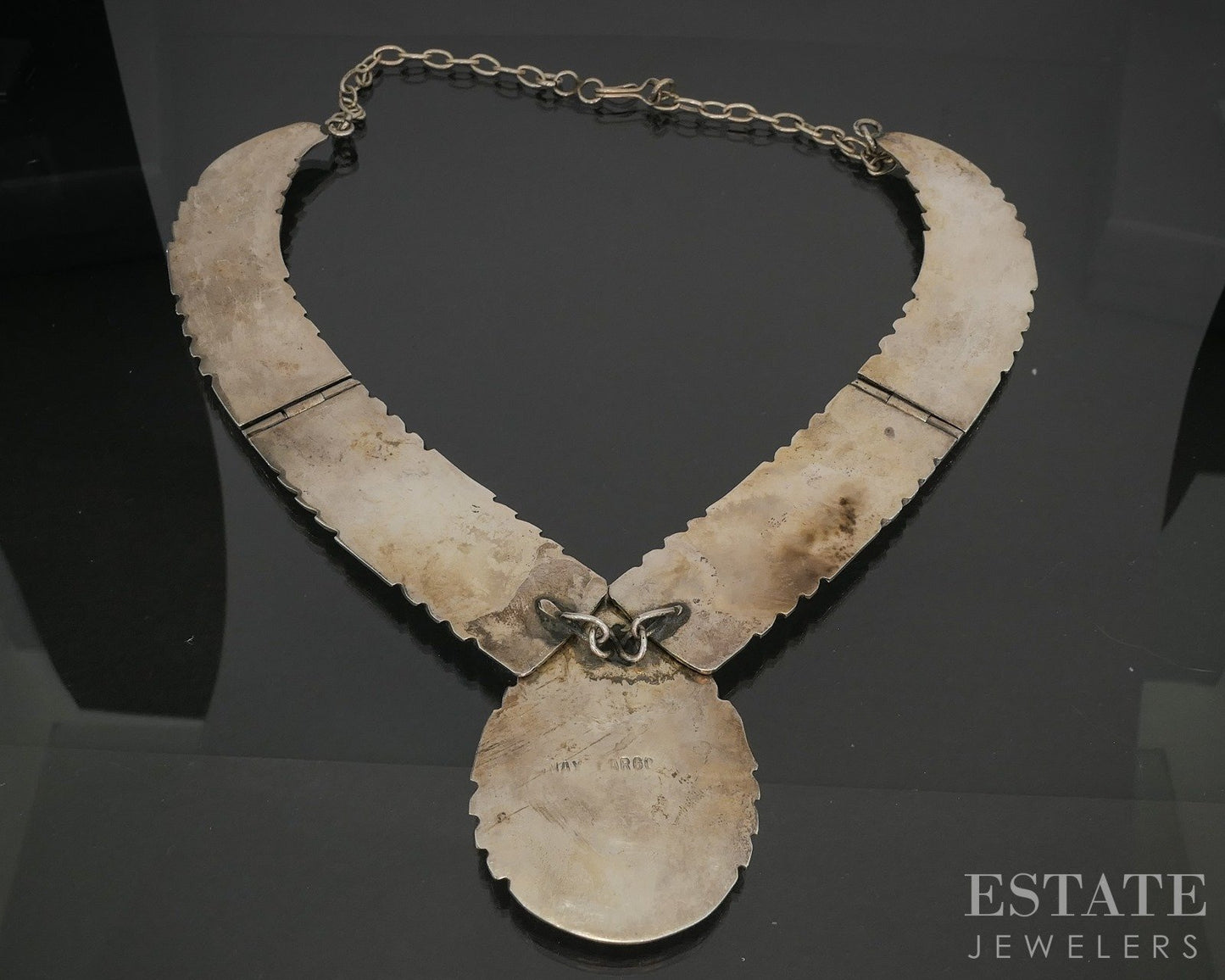 Sterling Natural Turquoise Navajo Max Largo Bib Necklace 81g 18"L p18316