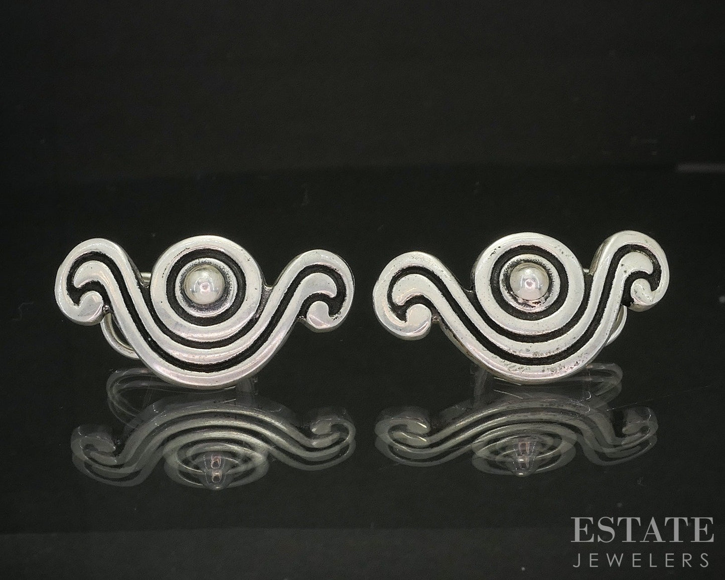 Vintage Sterling Mexico Tribal Link Collar Necklace & Earrings Set 389g p19726