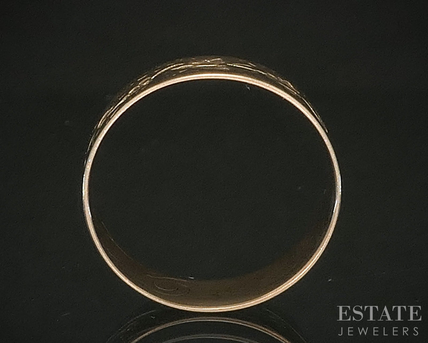 Antique Victorian 10k Yellow Gold 6mm Grapevine Cigar Band Ring 2.2g p17224
