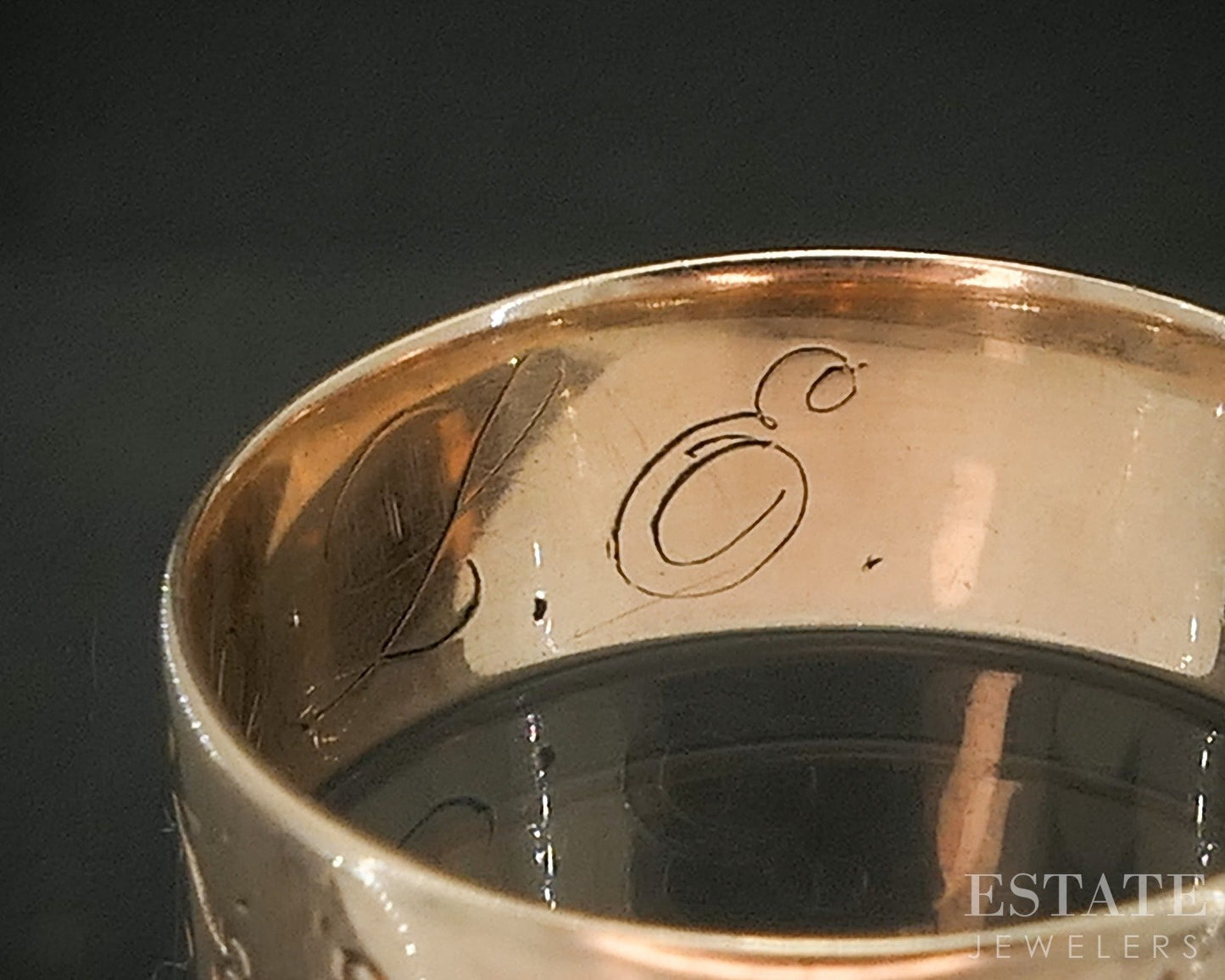 Antique Victorian 10k Yellow Gold 6mm Grapevine Cigar Band Ring 2.2g p17224