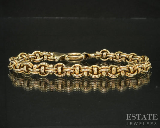 14k Yellow Gold 8mm Double Cable Chain Link Ladies Bracelet 20g 8"L p16733