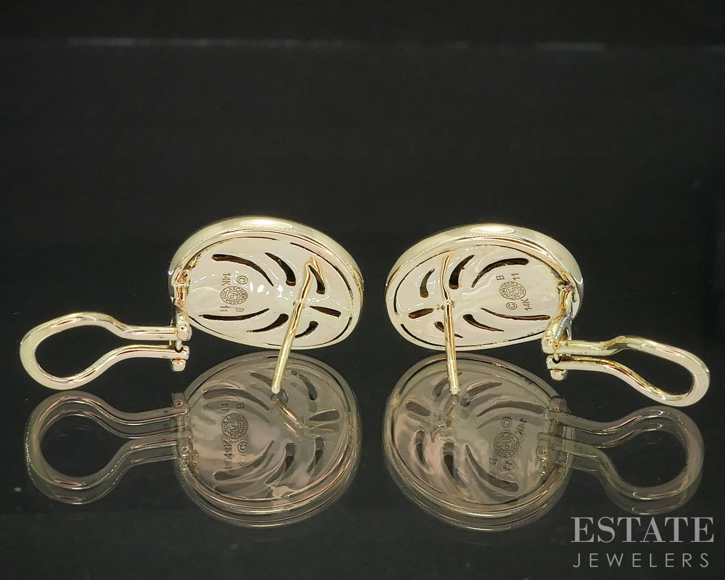14k Yellow Gold Asch Grossbardt Multi Gem & Diamond Earrings 9.3g p17084
