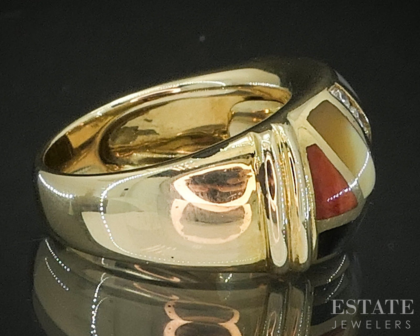 14k Yellow Gold Asch Grossbardt Natural Multi Gem & Diamond Band Ring 8g p17085