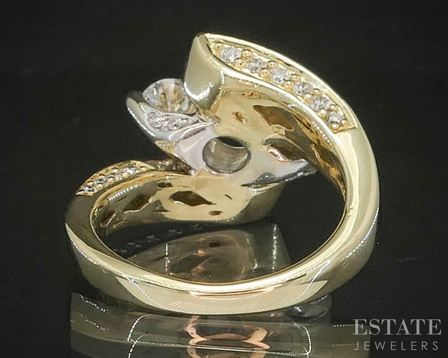 14k Yellow Gold Natural 1.55ctw Diamond Three Stone Engagement Ring 8.5g p17474