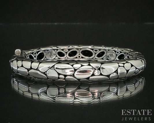 Sterling Silver John Hardy Kali Pebble Hinged Bangle Bracelet 42.2g p16731