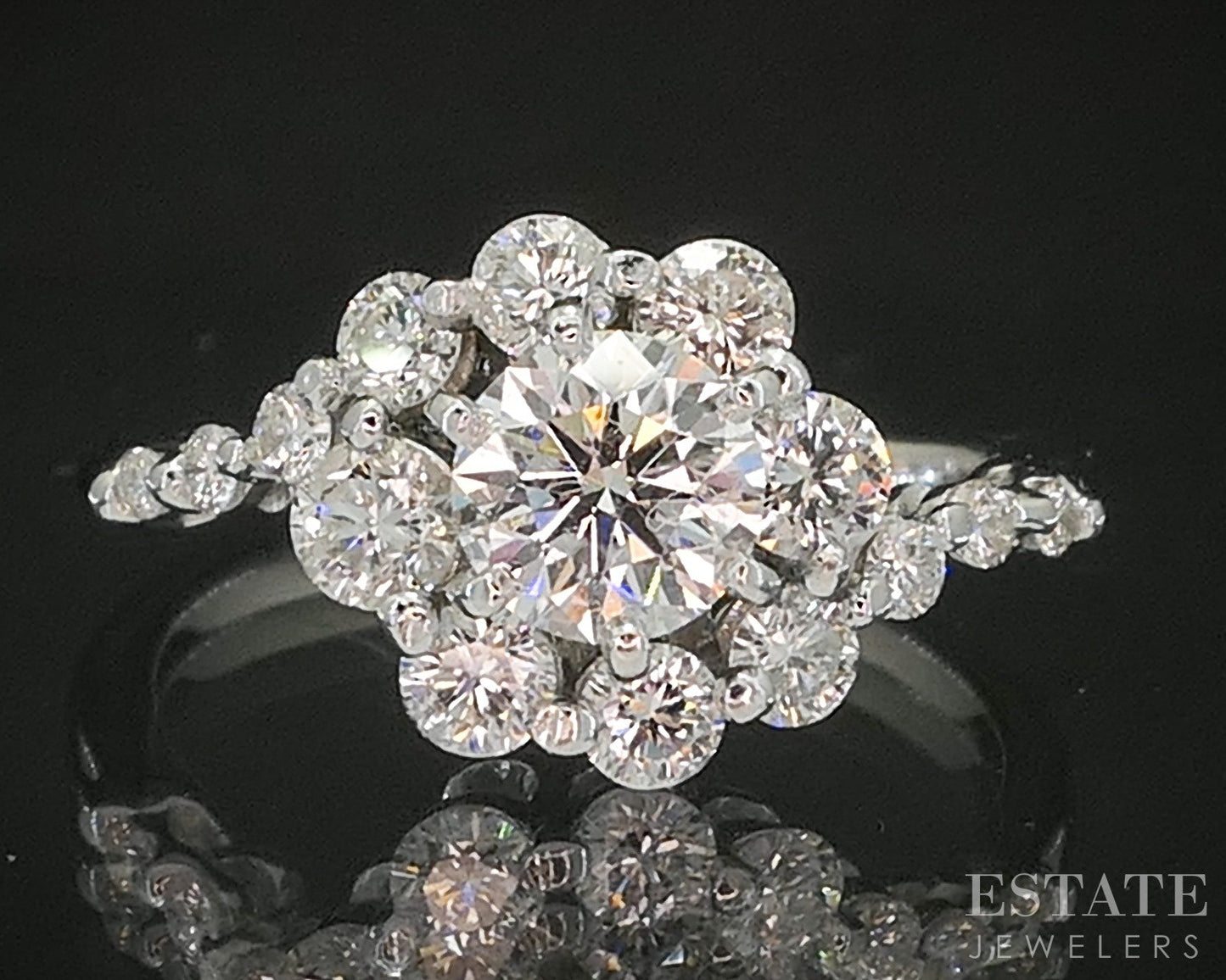 14k White Gold AGS Ideal Natural .81ctw Diamond Engagement Ring 2.8g p17290