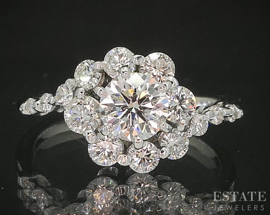 14k White Gold AGS Ideal Natural .81ctw Diamond Engagement Ring 2.8g p17290