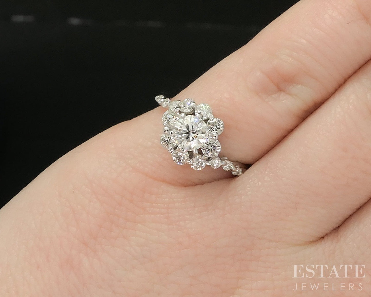 14k White Gold AGS Ideal Natural .81ctw Diamond Engagement Ring 2.8g p17290