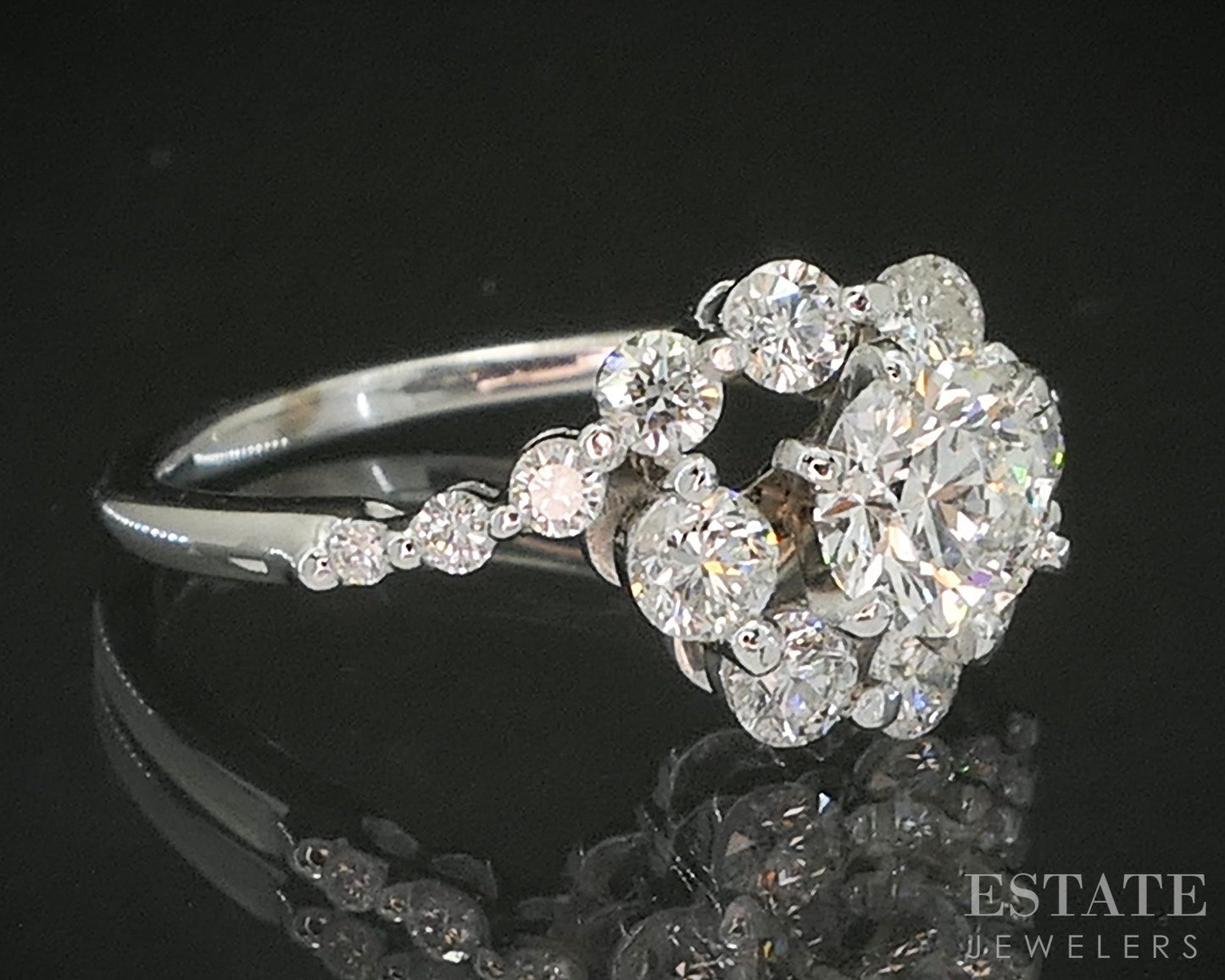 14k White Gold AGS Ideal Natural .81ctw Diamond Engagement Ring 2.8g p17290