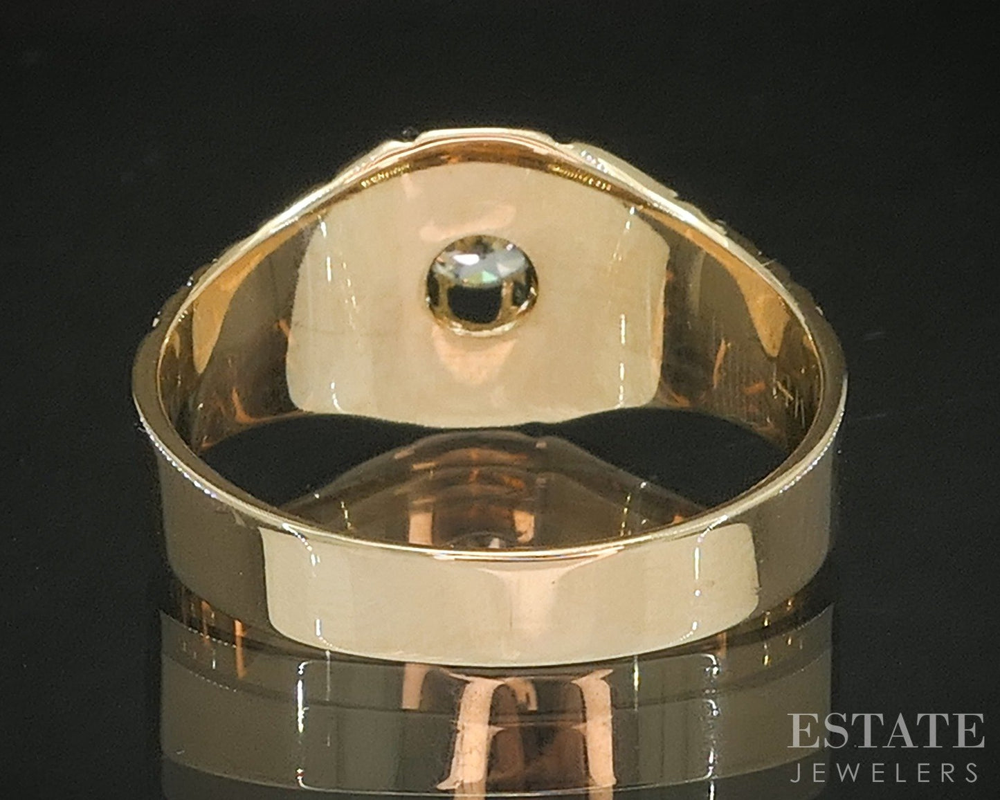 Antique Victorian 14k Yellow Gold .24ct Diamond Solitaire Belcher Ring p17298