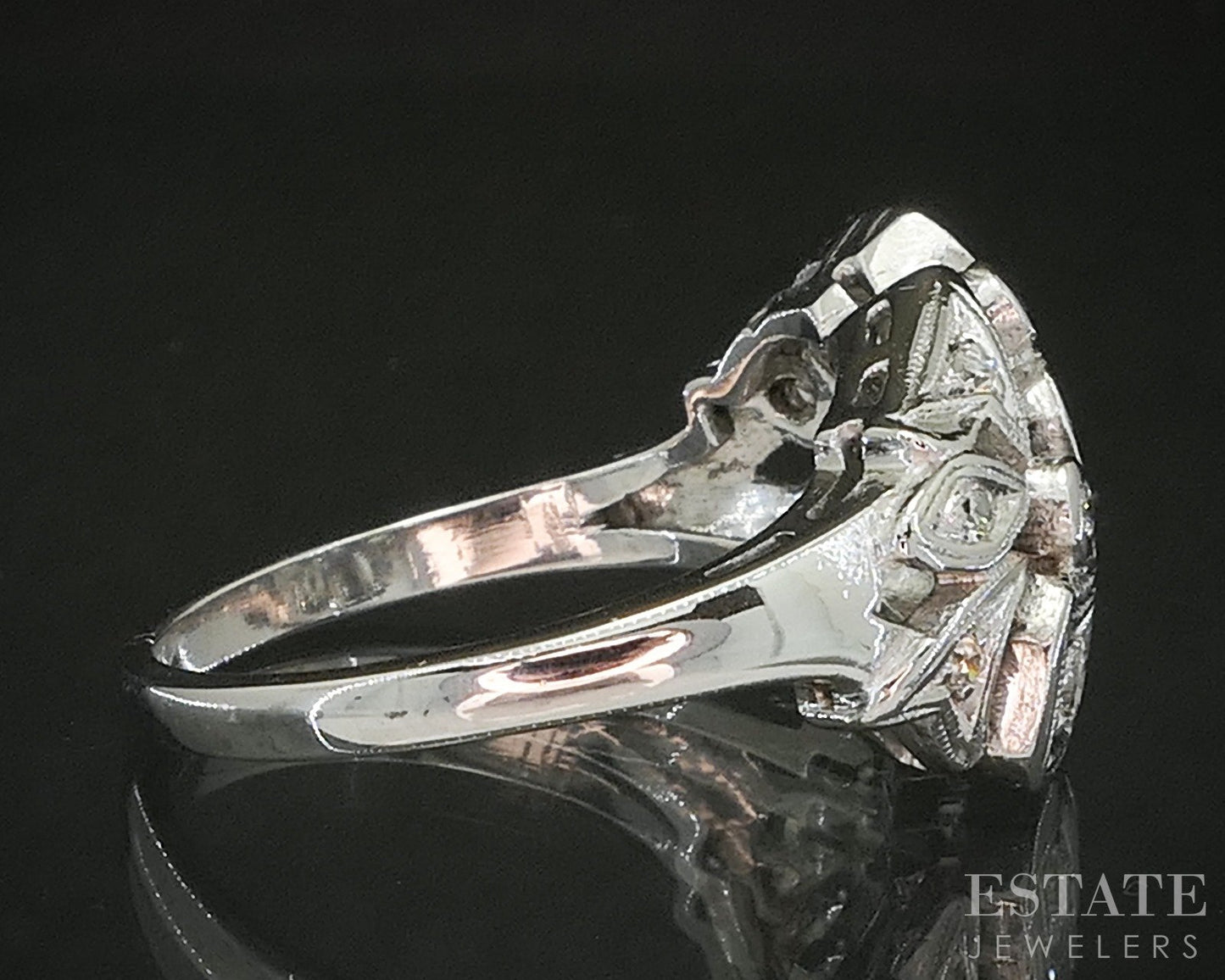 Vintage 14k White Gold Natural .28ctw Diamond Engagement Ring 5g p17376