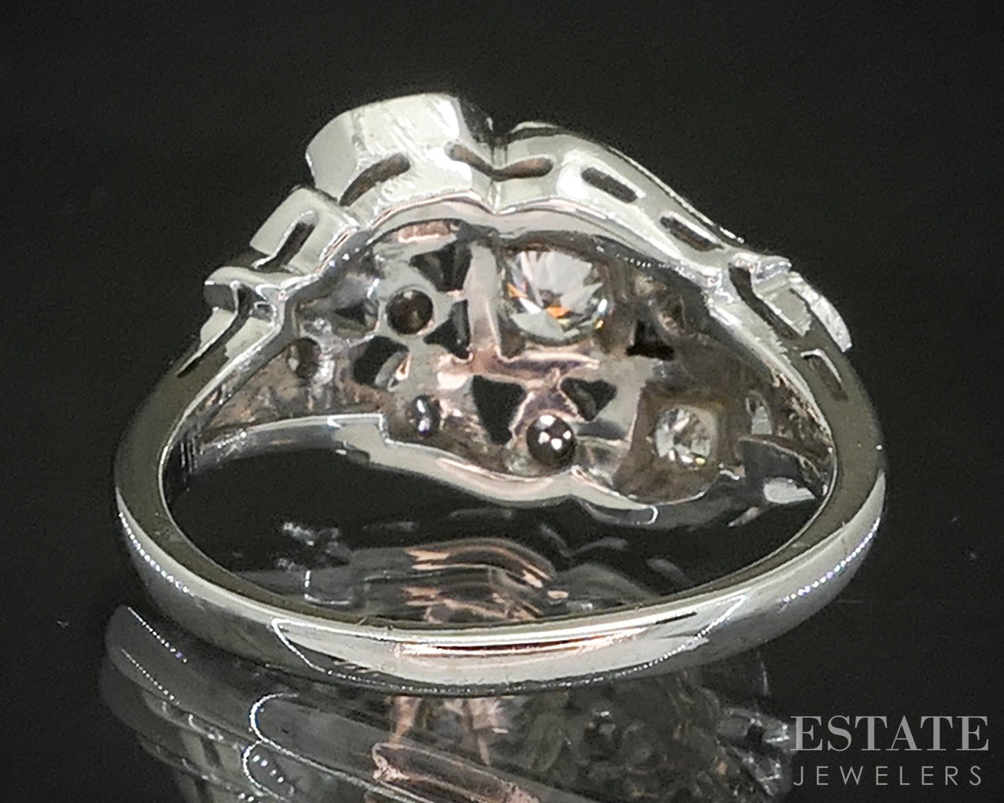 Vintage 14k White Gold Natural .28ctw Diamond Engagement Ring 5g p17376