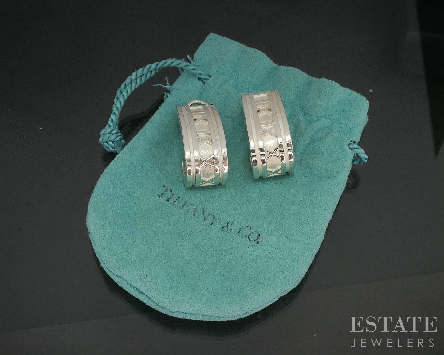 Sterling Silver Tiffany & Co. Atlas J-Hoop Ladies Earrings 18.3g p17808