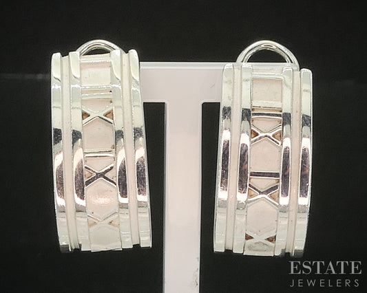 Sterling Silver Tiffany & Co. Atlas J-Hoop Ladies Earrings 18.3g p17808
