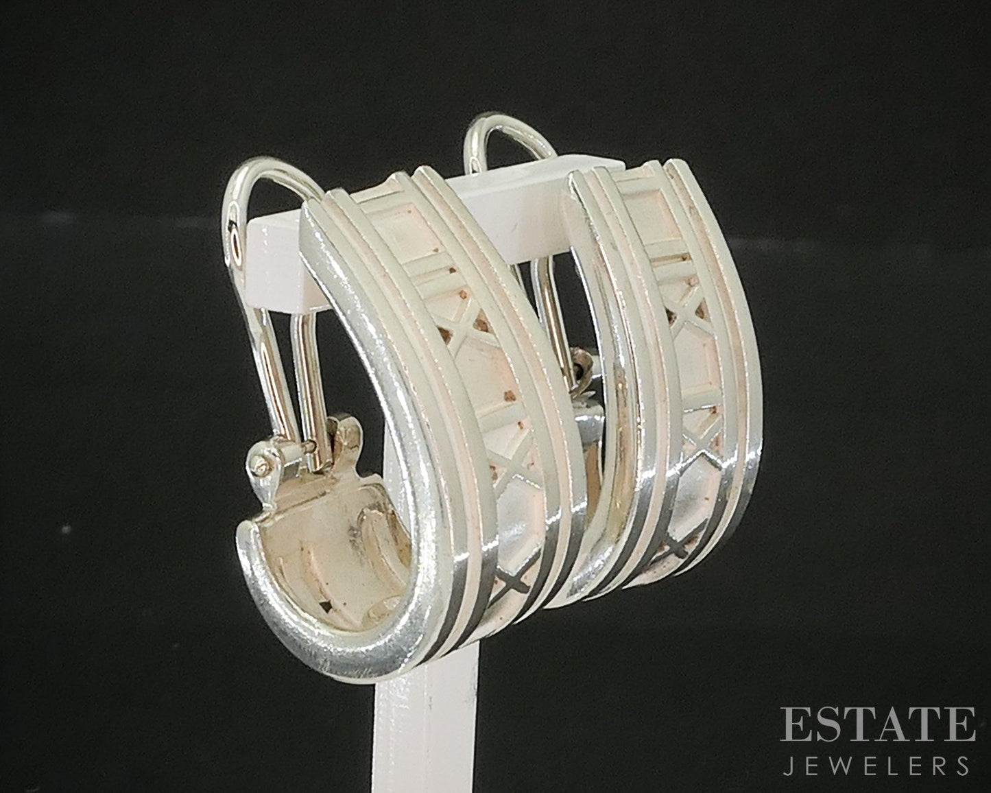 Sterling Silver Tiffany & Co. Atlas J-Hoop Ladies Earrings 18.3g p17808