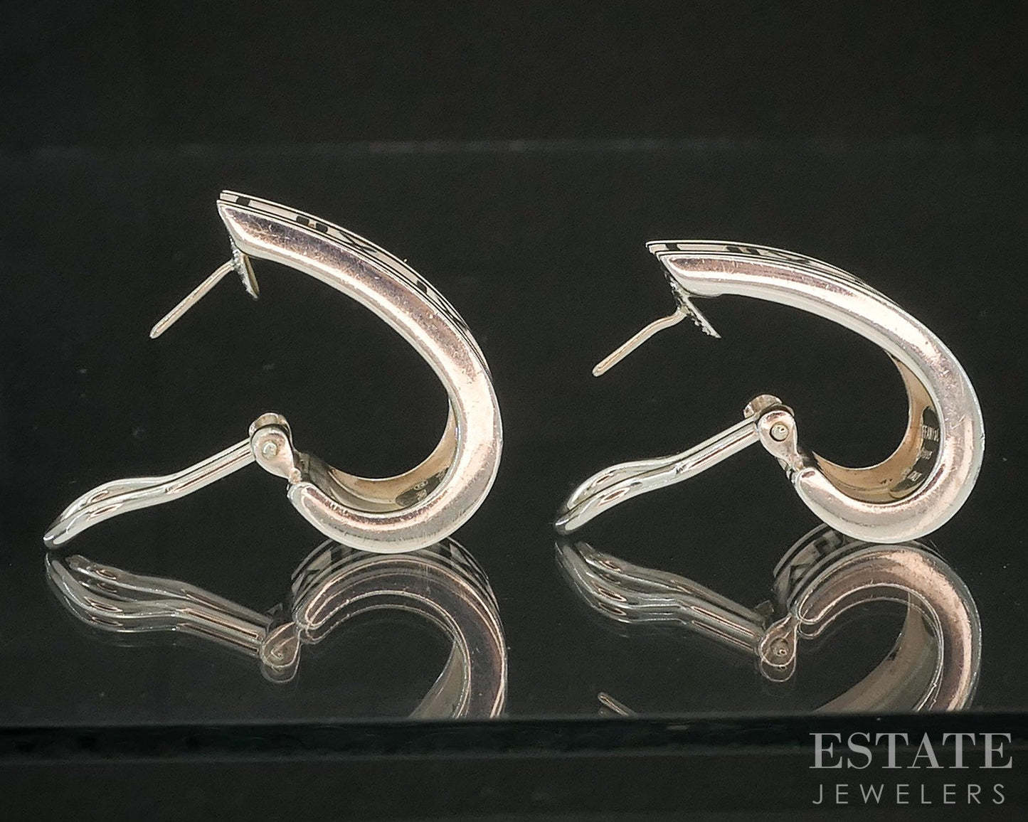 Sterling Silver Tiffany & Co. Atlas J-Hoop Ladies Earrings 18.3g p17808
