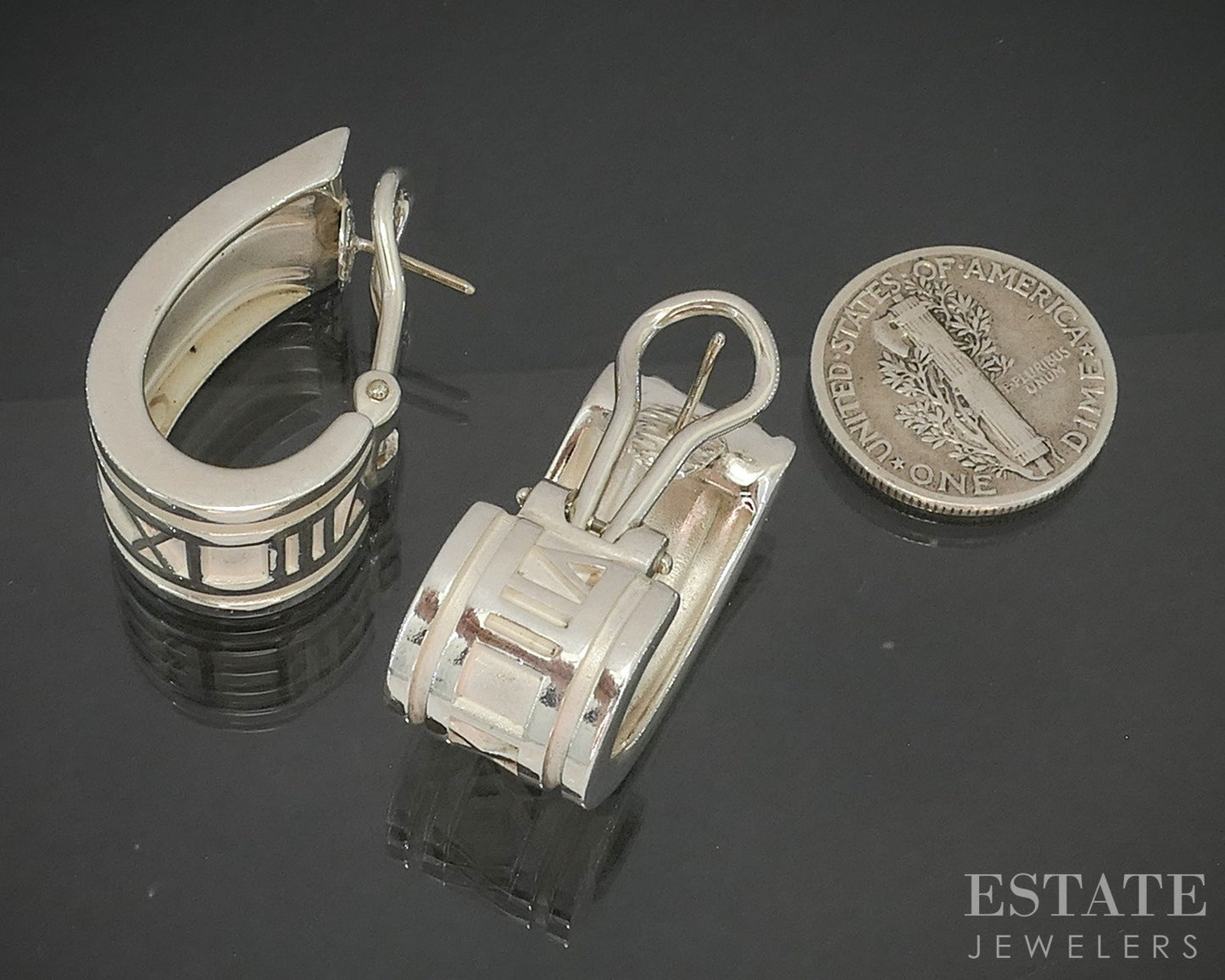 Sterling Silver Tiffany & Co. Atlas J-Hoop Ladies Earrings 18.3g p17808