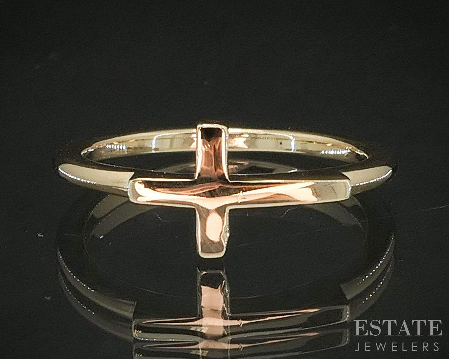 14k Yellow Gold James Avery Sideways Cross Ladies Band Ring 2.4g p17594