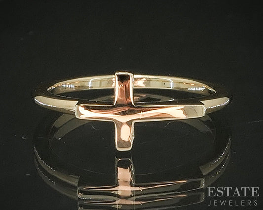 14k Yellow Gold James Avery Sideways Cross Ladies Band Ring 2.4g p17594