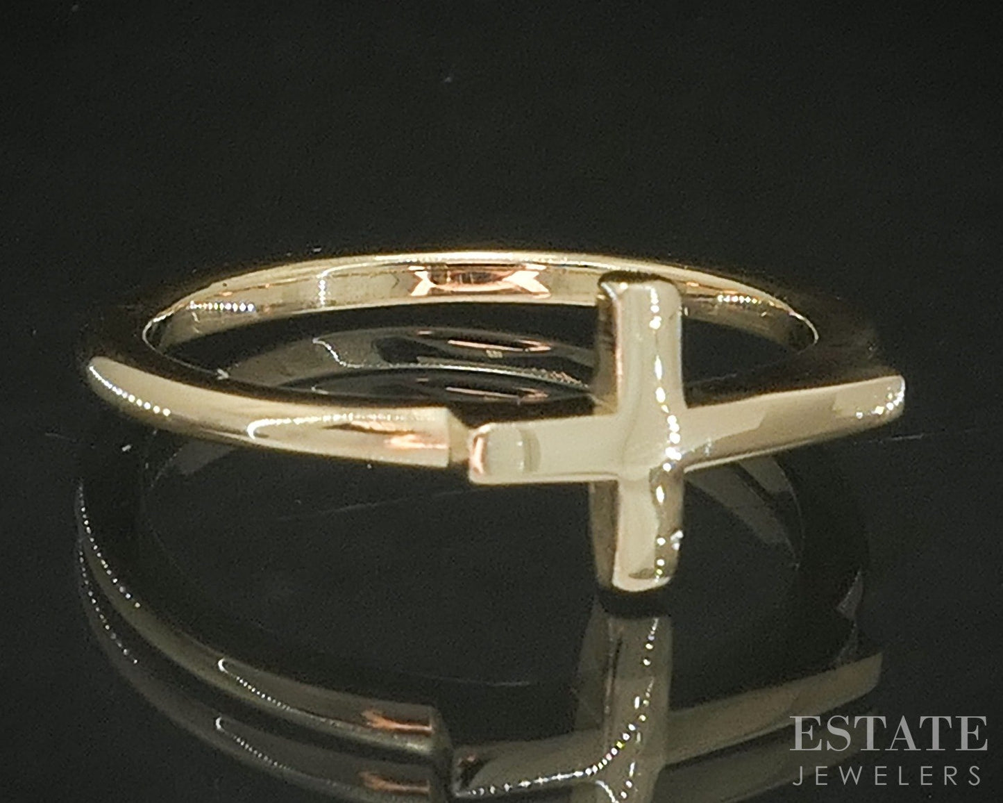 14k Yellow Gold James Avery Sideways Cross Ladies Band Ring 2.4g p17594