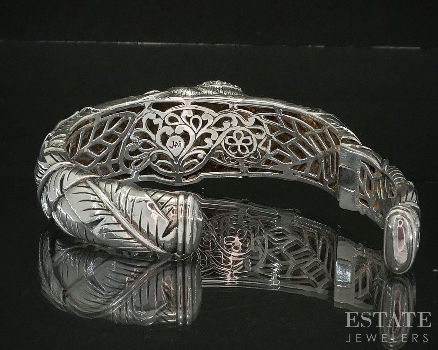 14k & Sterling JAI by John Hardy Pearl Elephant Cuff Bracelet 79.9g p17100