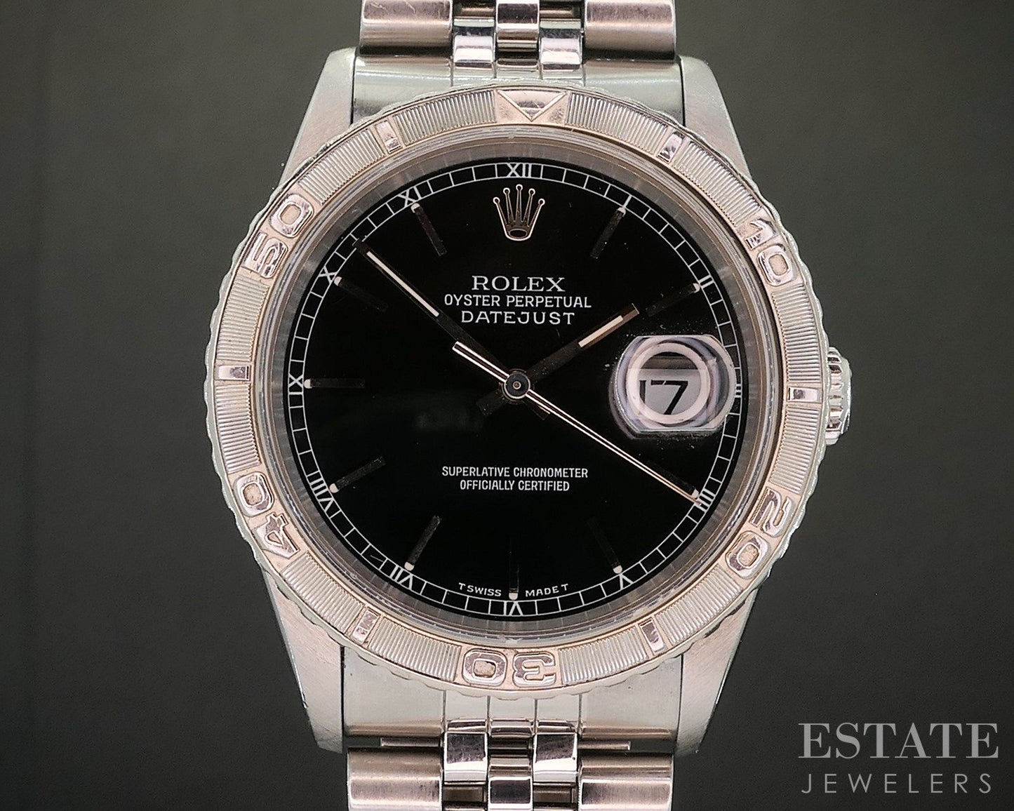 1997 Rolex Datejust 18k Stainless 16264 Turn-o-Graph Thunderbird Watch p20691