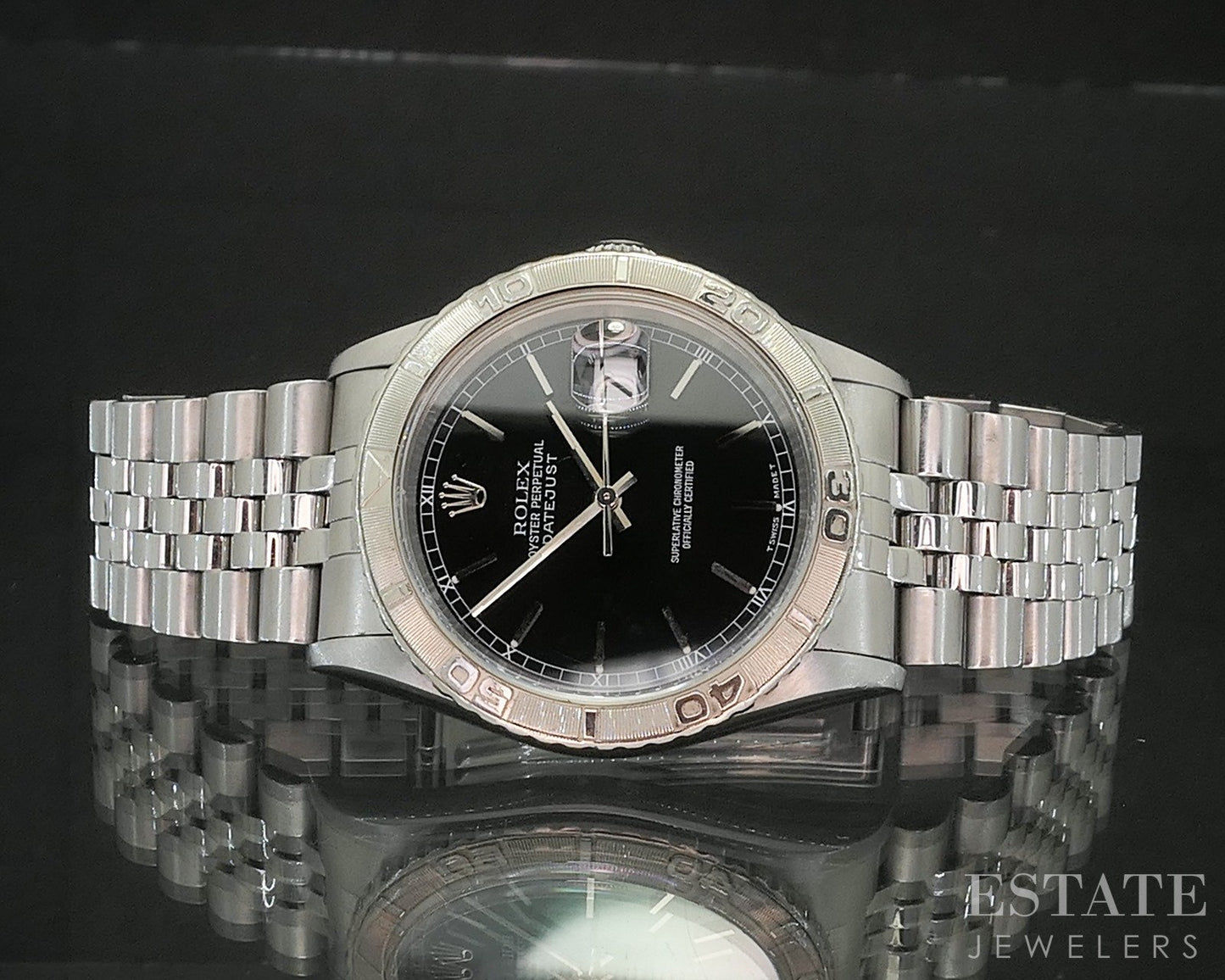 1997 Rolex Datejust 18k Stainless 16264 Turn-o-Graph Thunderbird Watch p20691